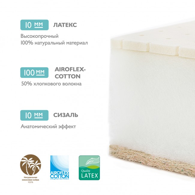 Матрац детский "EcoFlex Cotton" 120х60 см.
