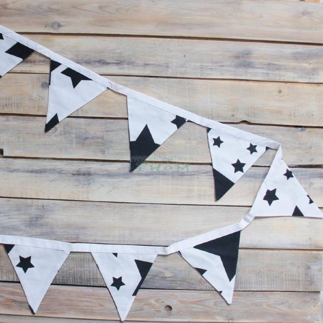 Гирлянда из 8 флажков Black Stars, Арт. vv050140 Гирлянда из 8 флажков Black Stars, Арт. vv050140